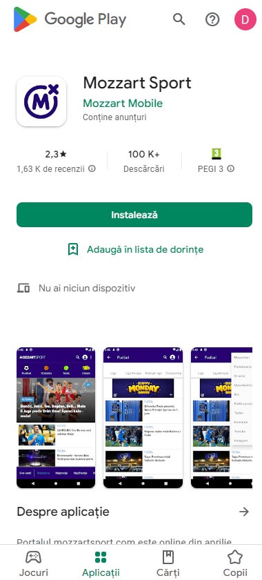 Mozzart-casino-aplicatie-android-pagina-principala