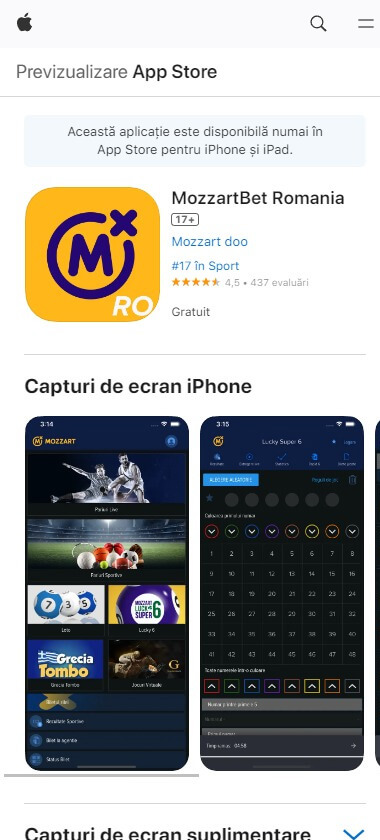 Mozzart-casino-aplicatie-ios-pagina-principala