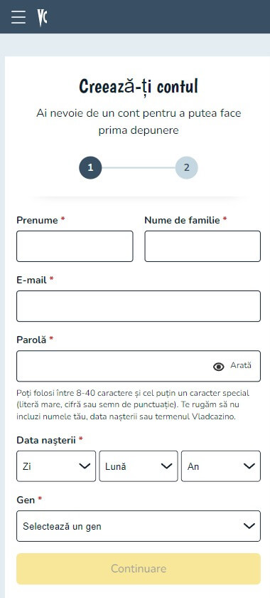 Vlad Cazino Registration Process Image 1