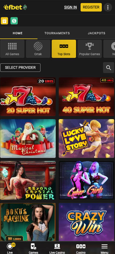 Efbet Casino Prezentarea pe Mobil 2